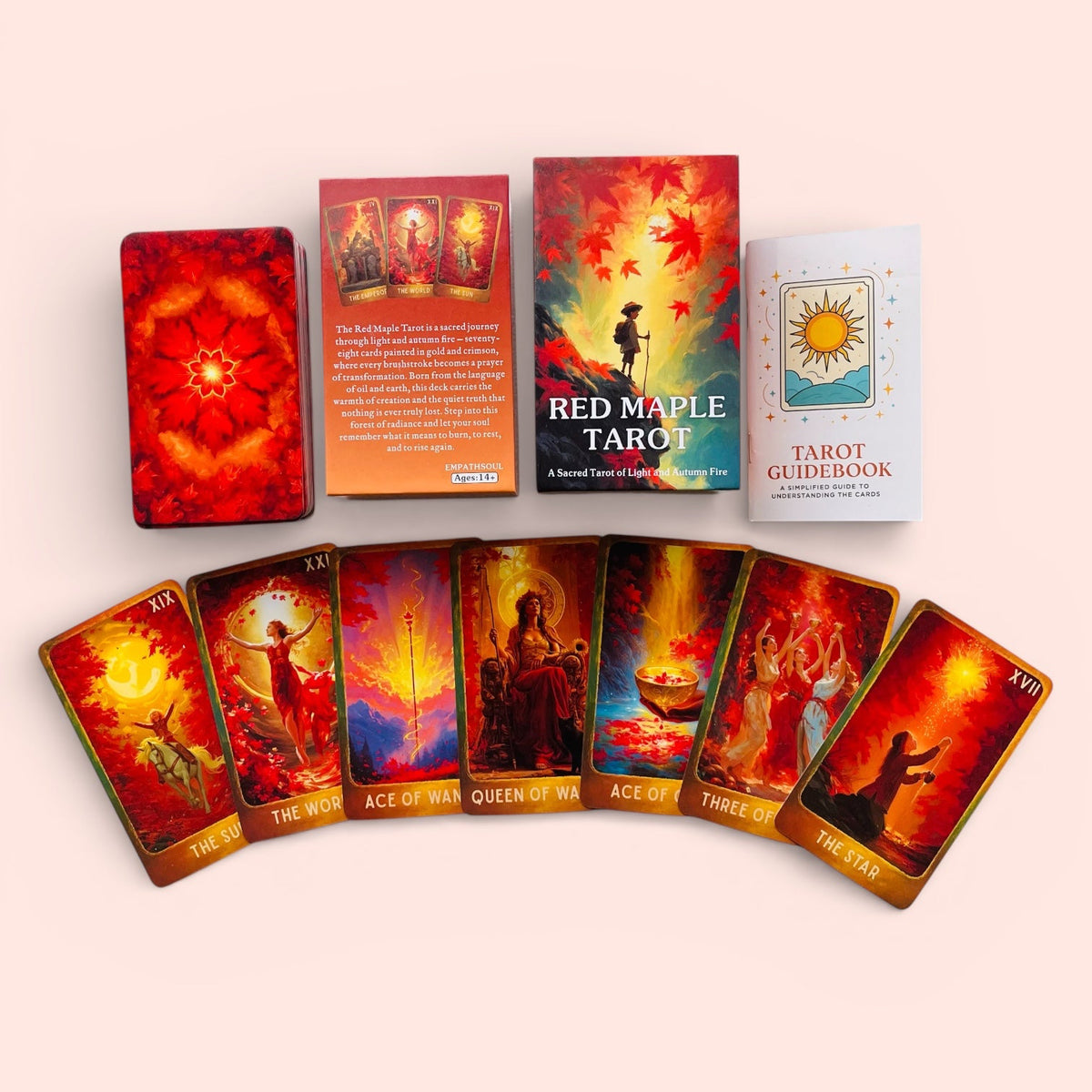 Red Maple Tarot Deck + 1-Year Premium Access to Myself Tarot App