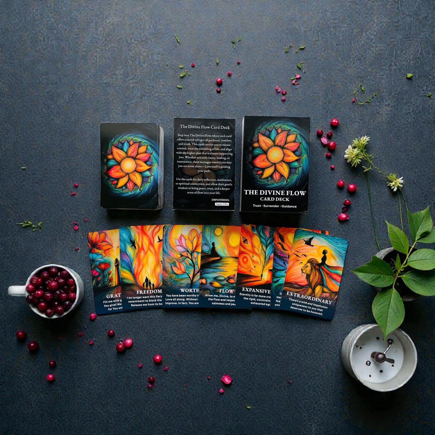 The Divine Flow Oracle Deck + 1-Year Premium Access to Myself Tarot App