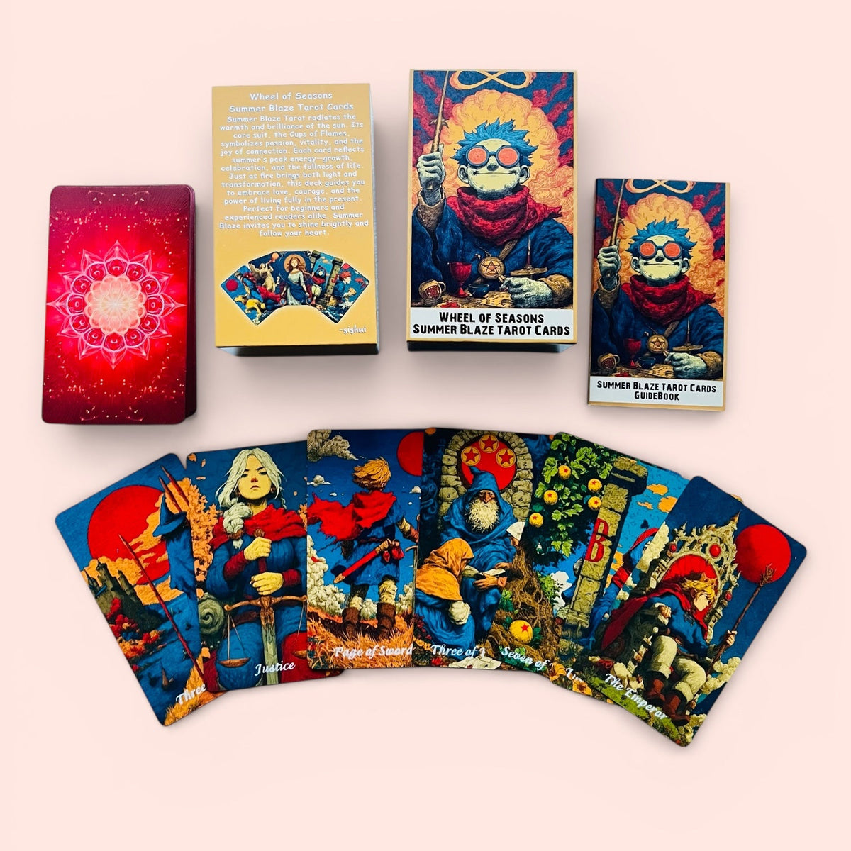 Wheel of the Seasons: Summer Blaze Tarot Deck + 1-Year Premium Access to Myself Tarot App